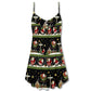 Christmas Santa Big Night V-Neck Sleeveless Cami Dress For Vacations Parties And Expressive Warm Weather Styling