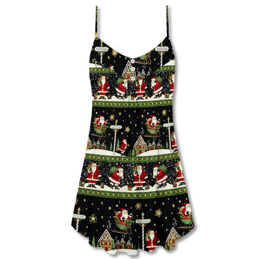 Christmas Santa Big Night – Women's Summer Sleeveless V-Neck Camisole Dress