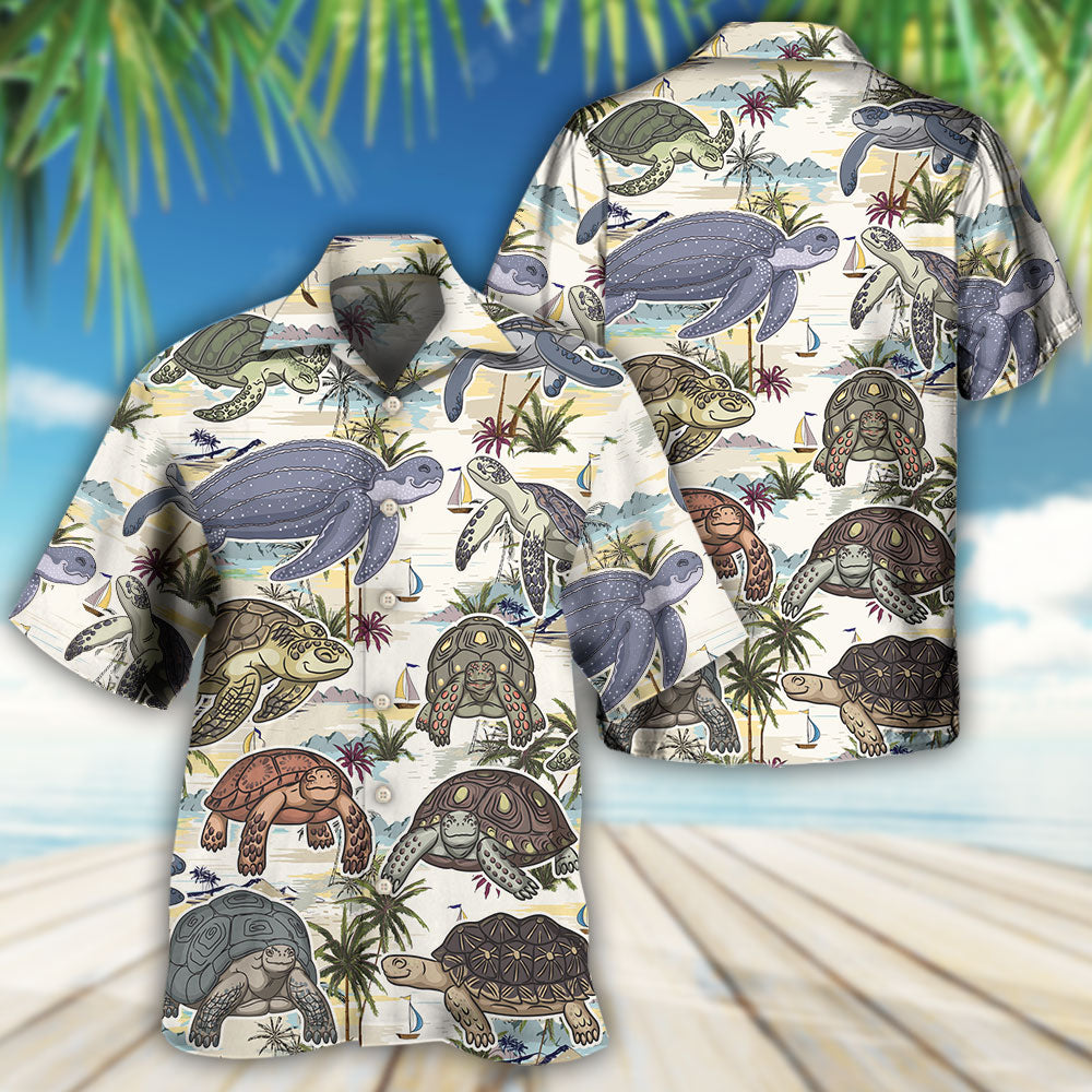 Tropical Turtle Beach Hawaiian Shirt Pattern Detail For Summer Holidays And Outdoor Fun