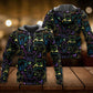 Neon Colorful Cat Playing Kitten Hoodie For Animal Enthusiasts Outdoor Activities And Daily Wear