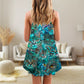 Blue Cat Art Lover Colorful V-Neck Sleeveless Cami Dress For Beach Trips Parties And Relaxed Warm Weather Style
