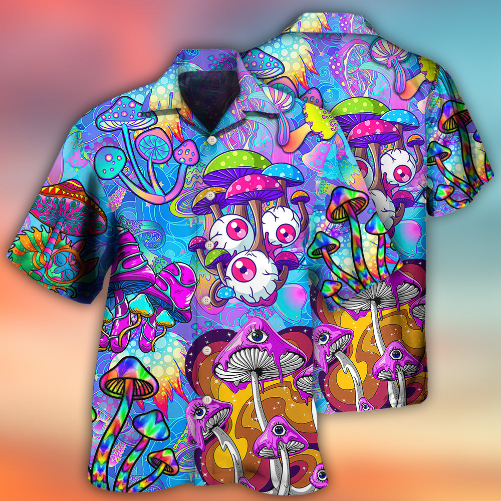 Bohemian Colorful Mushroom Psychedelic Hawaiian Shirt Artwork View For Weekend Travel And Beach Style