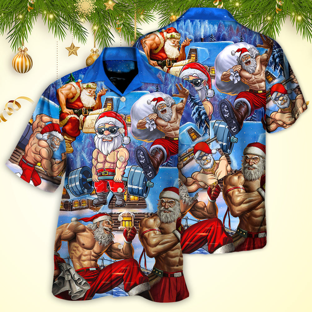Christmas Santa Fitness Gym Hawaiian Shirt Tropical Styling View For Thoughtful Gifting