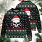 Christmas Skull Santa Hat Candy Sweater For Holiday Travel Winter Outings And Cheerful Gift Giving