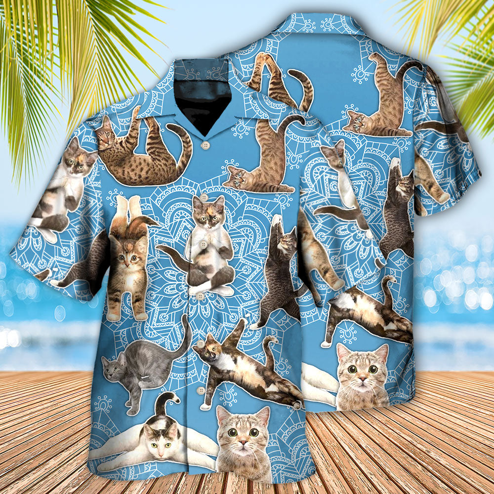 Cat Yoga Mandala Hawaiian Shirt For Coastal Adventures And Warm Weather Wear