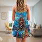 Mermaid Beautiful And Skull V-Neck Sleeveless Cami Dress For Halloween Gatherings And Casual Styling