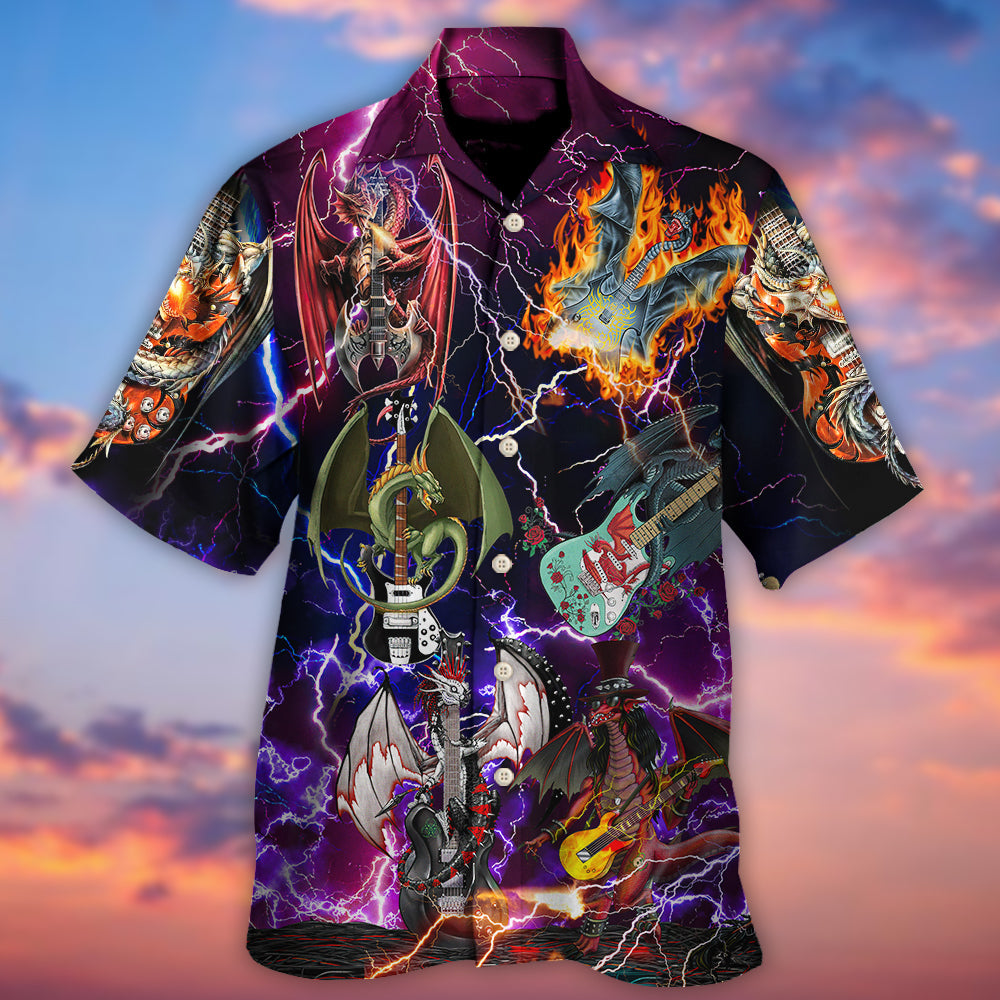 Guitar Dragon Play Die Hawaiian Shirt Artwork View For Weekend Travel And Beach Style