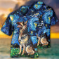 Creative German Shepherd Dog Hawaiian Shirt Artwork View For Weekend Trips