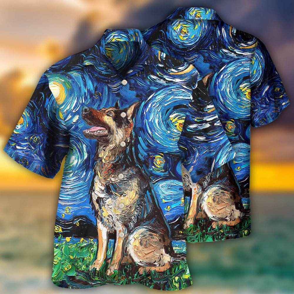 Creative German Shepherd Dog Hawaiian Shirt Artwork View For Weekend Trips