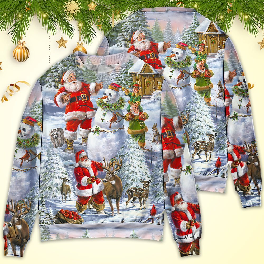 Christmas Santa Snowman Elf Happy Sweater For Holiday Travel Winter Outings And Cheerful Gift Giving