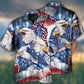 Patriotic American Eagle Hawaiian Shirt Print Closeup For Tropical Vacations
