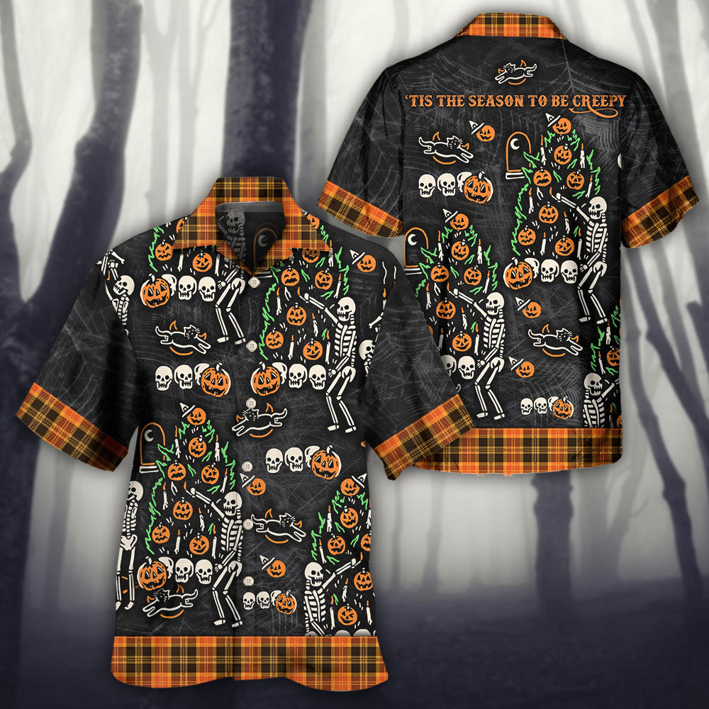 Skull Halloween Tis Season Hawaiian Shirt Pattern Detail For Summer Holidays And Outdoor Fun