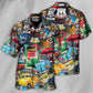 Historic Car Highway Road Trip Puzzle Hawaiian Shirt Pattern Detail For Vacation Travel And Daily Wear
