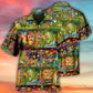 Vintage Gardening Plants Hawaiian Shirt Fabric Pattern Detail For Coastal Travel