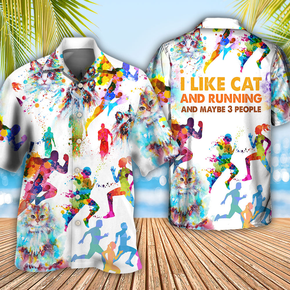 Cat Running Hawaiian Shirt For Coastal Adventures And Warm Weather Wear