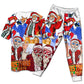 Dancing Santa Christmas Short Sleeve Pajamas Set For Winter Nights And Thoughtful Gifting