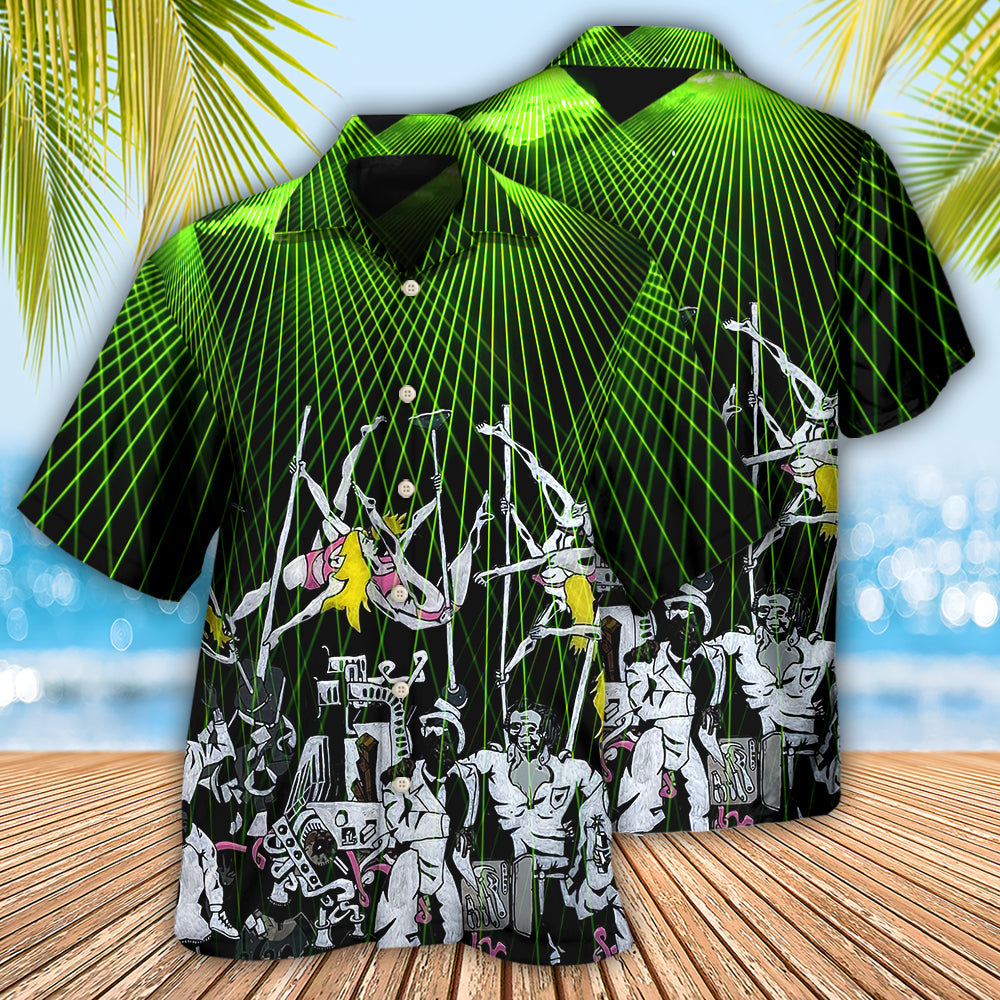 Bachelor Party Club Dancers Hawaiian Shirt Artwork View For Weekend Travel And Beach Style
