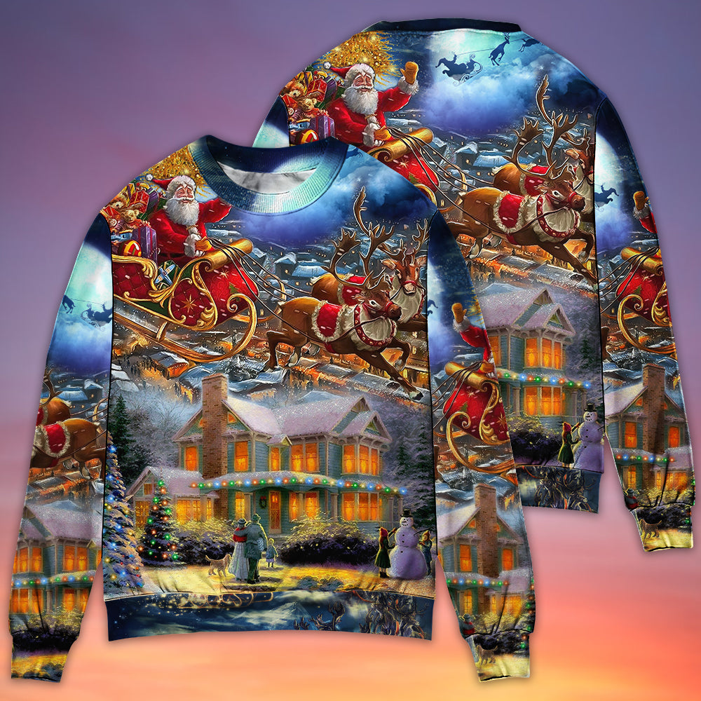 Christmas Santa Snowman Family Holiday Lights Sweater For Holiday Parties Family Gatherings And Seasonal Gift Giving