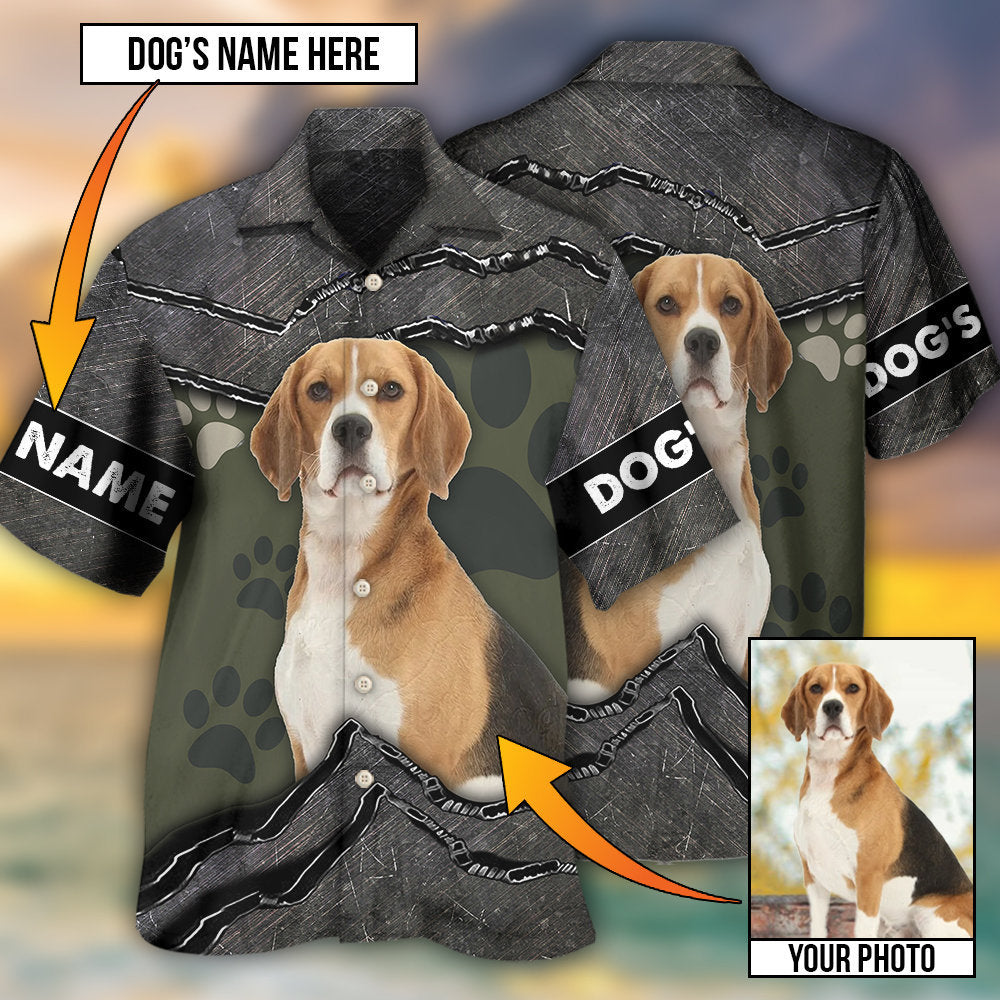 Sweet Dog Personalized Photo Hawaiian Shirt Pattern Detail For Warm Weather Events