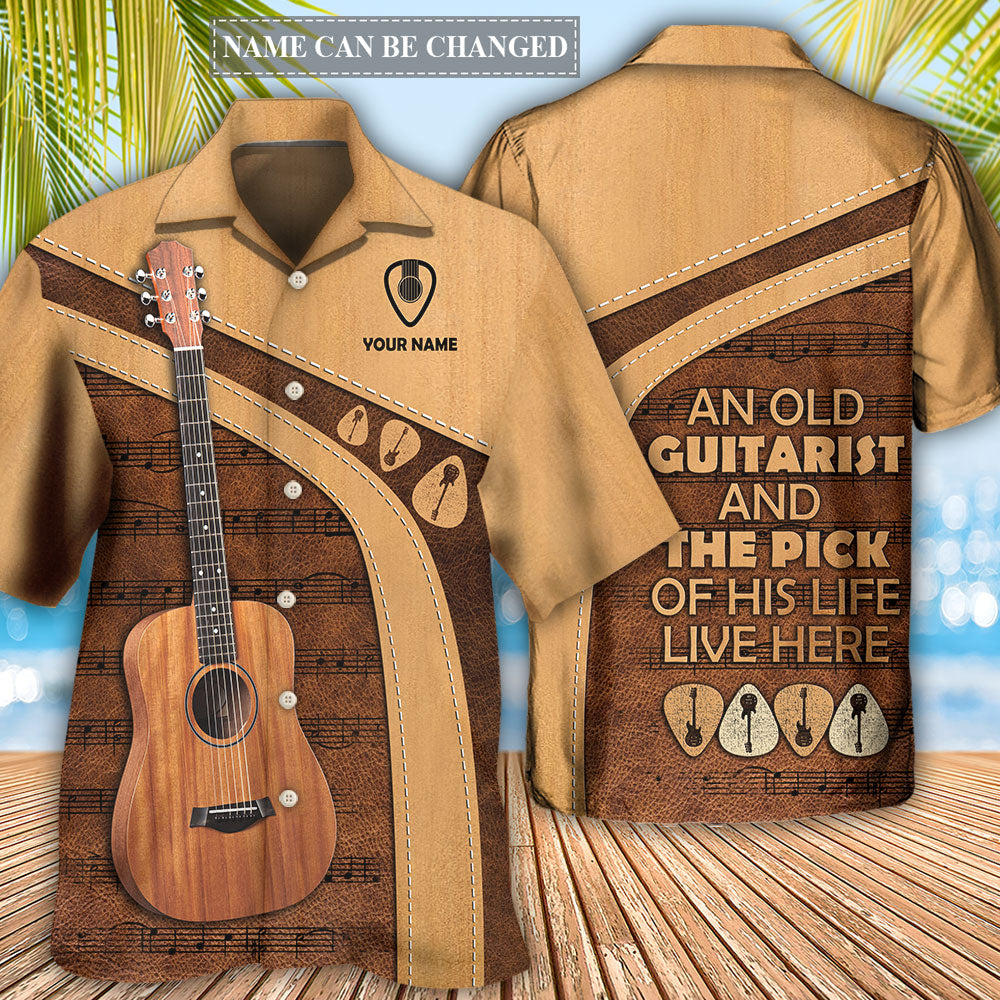 Guitar Old Guitarist Pick Personalized Hawaiian Shirt Pattern Detail For Summer Holidays And Outdoor Fun