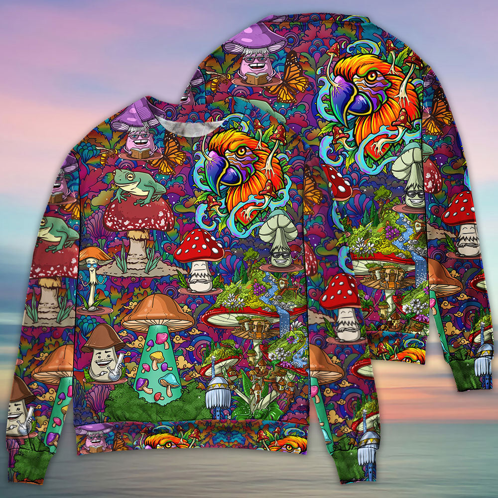 Hippie Mushroom Peace Sweater For Bohemian Style Festivals Travel And Casual Everyday Wear