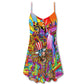 Hippie Patriotic Cool Style V-Neck Sleeveless Cami Dress For Summer Getaways Parties And Expressive Hippie Style