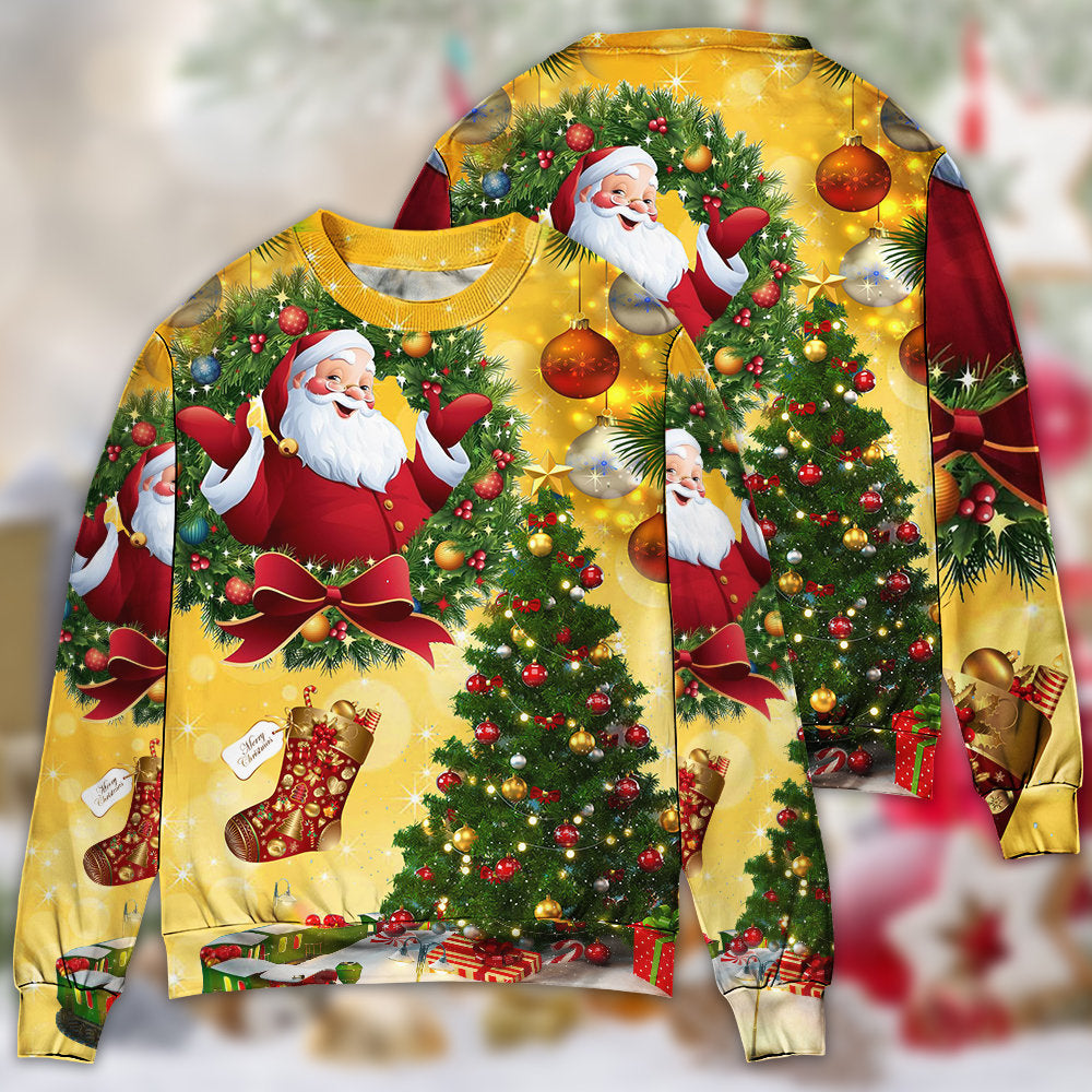 Christmas Tree Yellow Santa Claus Sweater For Seasonal Parties Cozy Gatherings And Thoughtful Holiday Gifts