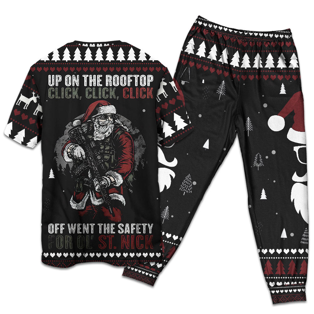 Rooftop Santa Gift Delivery Short Sleeve Pajamas Set For Holiday Travel And Comfortable Home Wear