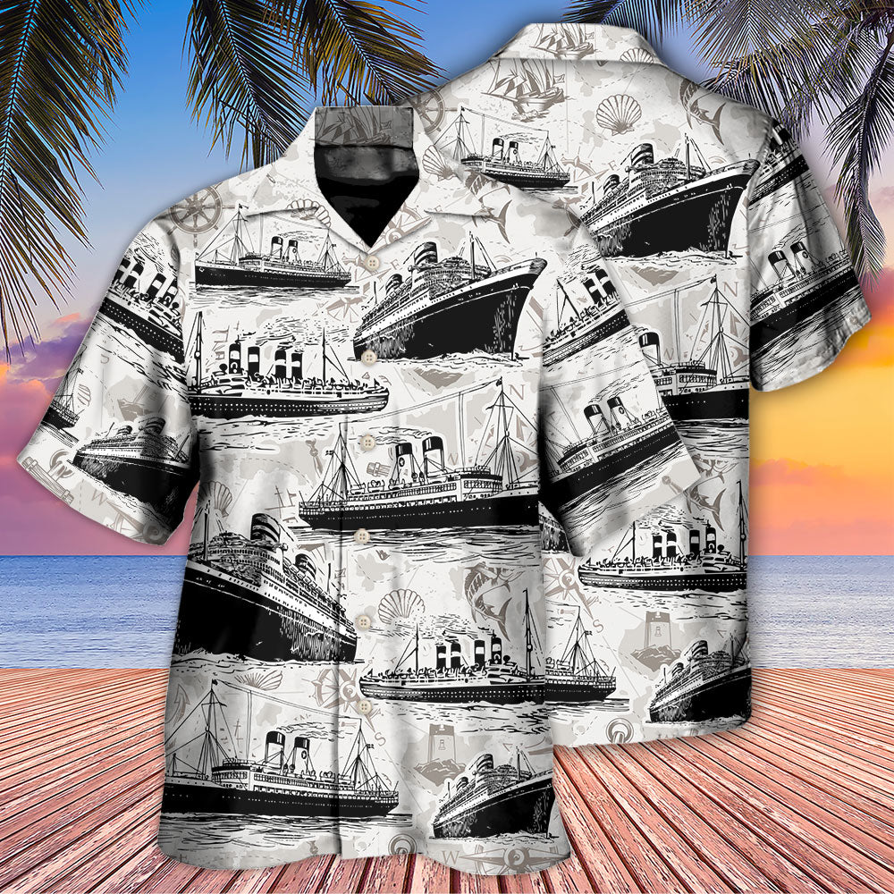 Retro Cruise Sea Map Nautical Hawaiian Shirt Creative Print View For Summer Travel