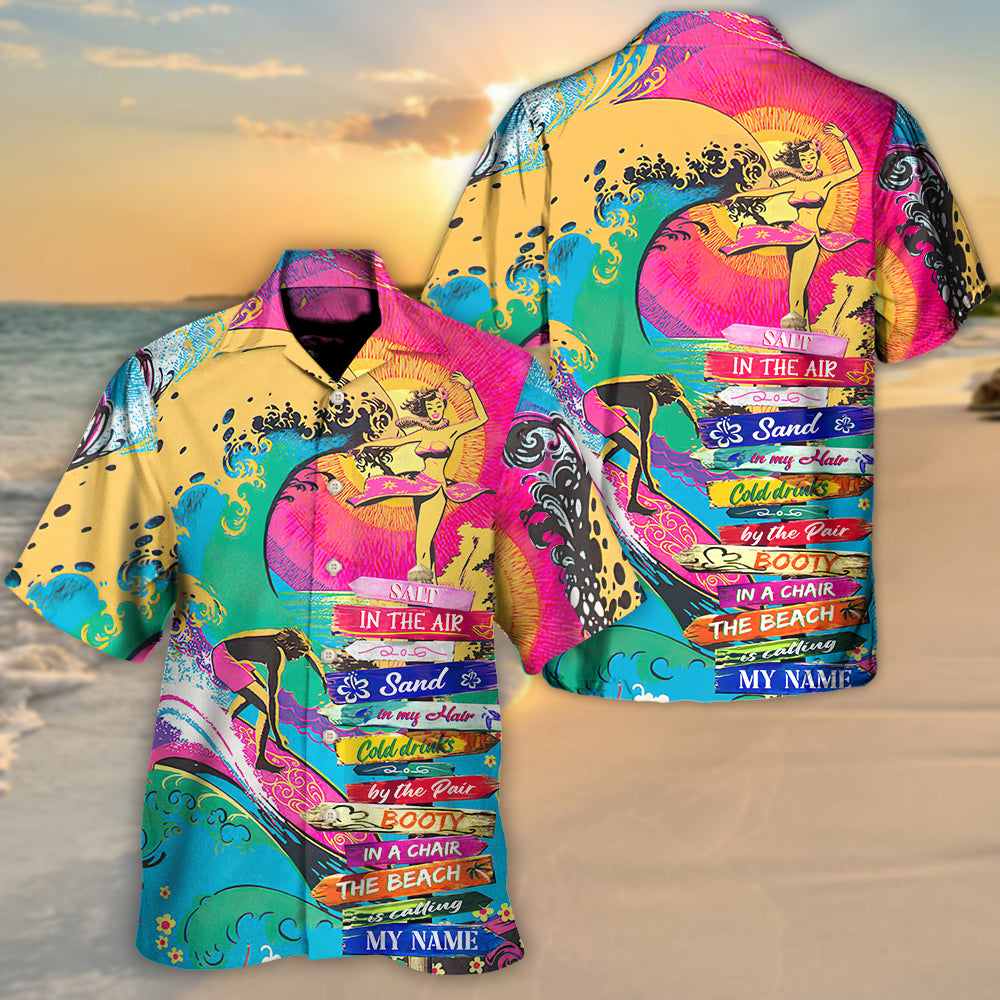 Beach Salt Air Sand Hair Cold Drinks Pair Treasure Hawaiian Shirt For Summer Vacation, Beach Travel, And Casual Wear