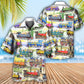 Watercolor Train Mountain Landscape Hawaiian Shirt Pattern View For Relaxed Warm Weather Outfits