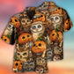 Halloween Owl Pumpkin Hawaiian Shirt Pattern View For Relaxed Warm Weather Outfits