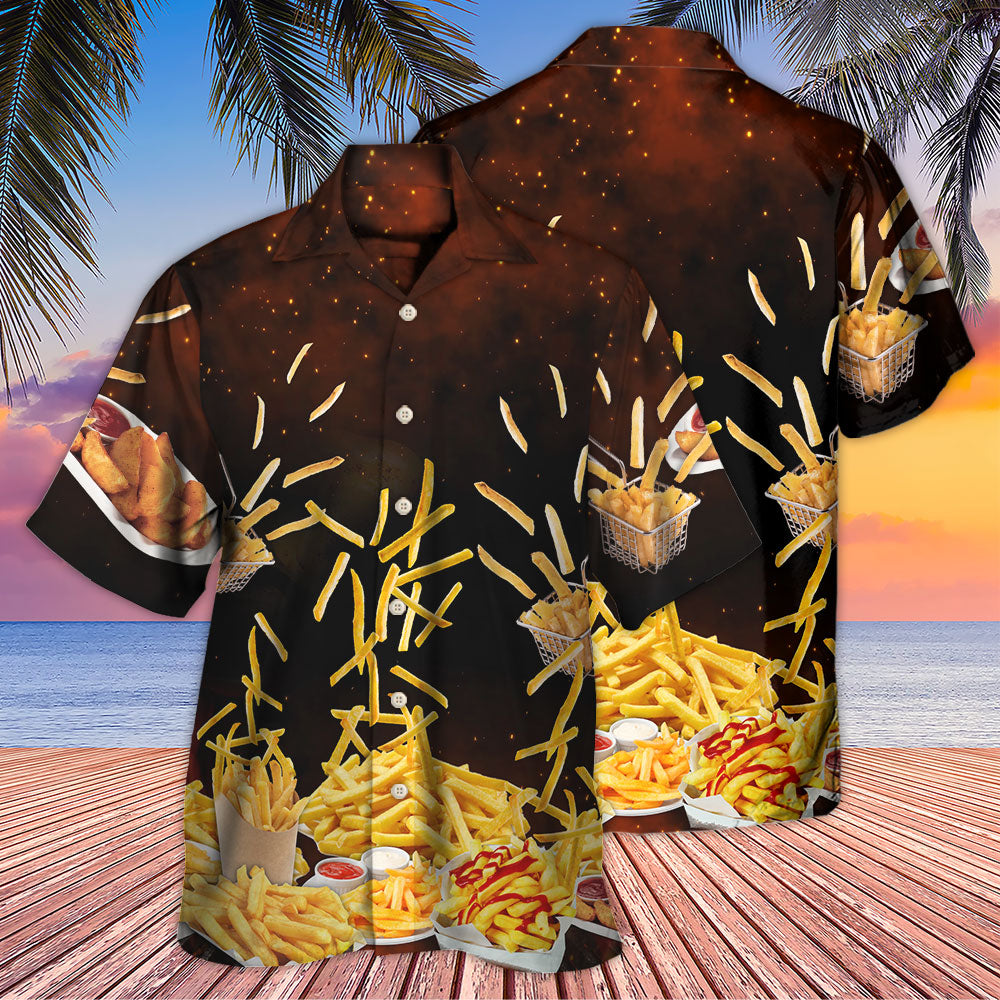 Food French Fries Fast Delicious Hawaiian Shirt For Vacation Days And Relaxed Coastal Outings