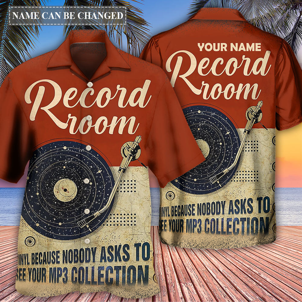 Retro Music Record Room Personalized Hawaiian Shirt Design Detail For Sunny Adventures And Casual Wear