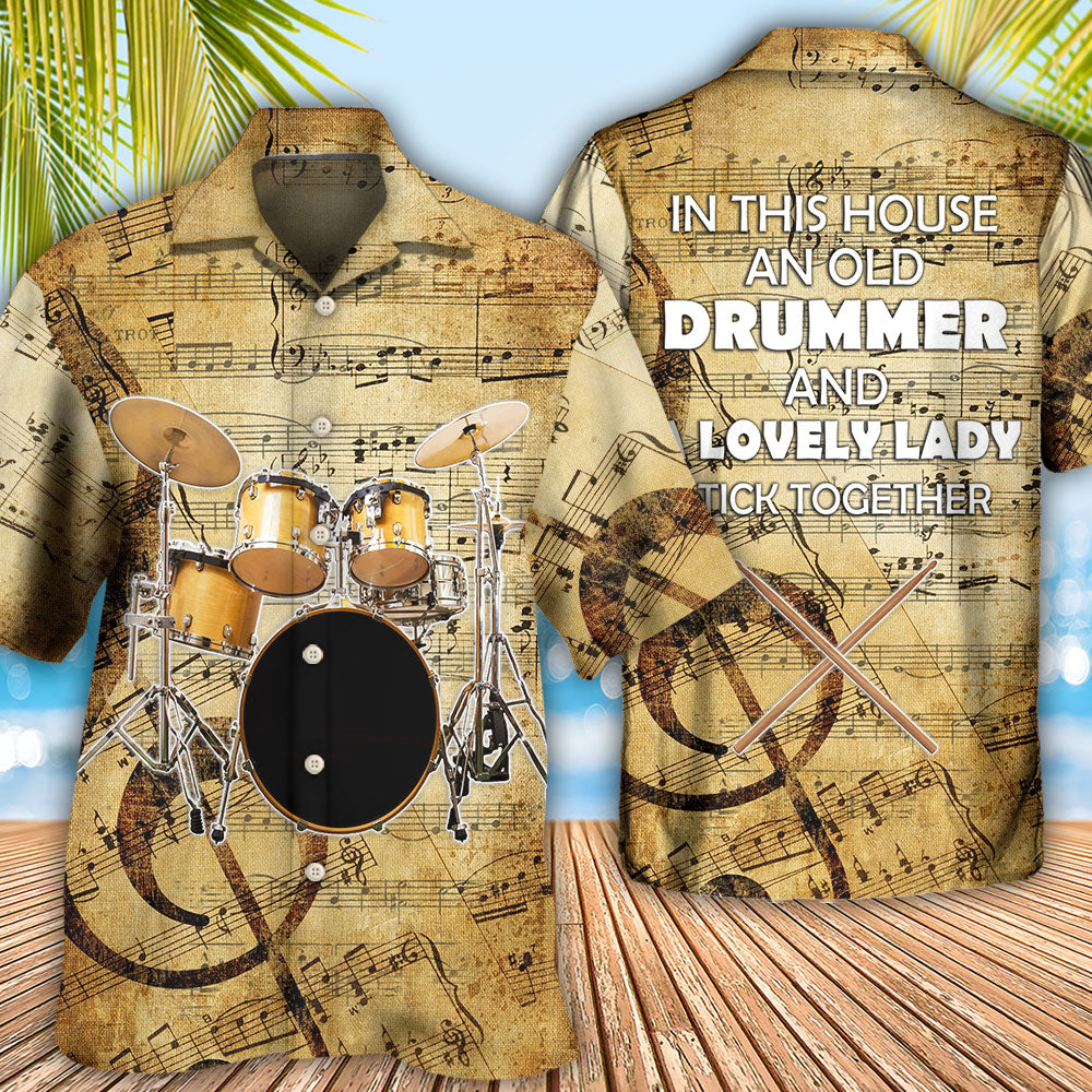 Drum Old Drummer Lady Stick Hawaiian Shirt Pattern View For Lightweight Everyday Style