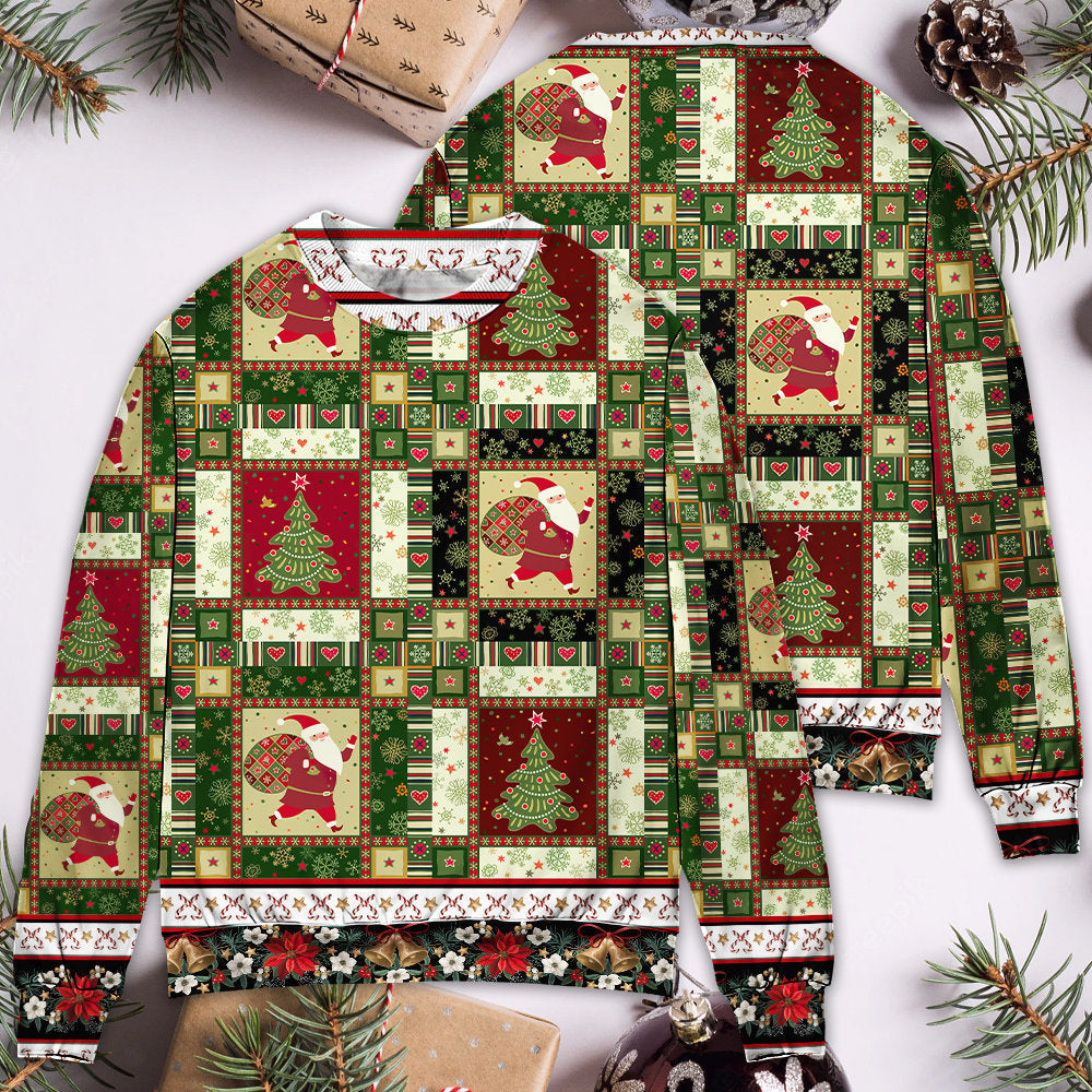 Christmas Santa And Fir Tree Sweater For Holiday Travel Winter Outings And Cheerful Gift Giving