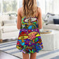 Hippie Mushroom Colorful Lover V-Neck Sleeveless Cami Dress For Festivals Vacations And Relaxed Artistic Styling