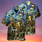 Funny Zombie Halloween Starry Night Boo Hawaiian Shirt Pattern Detail For Vacation Travel And Daily Wear