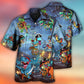 Halloween Spooky Fantasy Pirate Dinosaur Hawaiian Shirt Front Pattern View For Weekend Trips