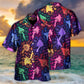 Rainbow Colorful Mushroom Galaxy Bright Hawaiian Shirt For Summer Vacation And Beach Travel
