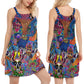 Hippie Skull Joyful Spirit V-Neck Sleeveless Cami Dress For Music Festivals And Thoughtful Boho Gifting