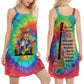 Hippie Music Power Gnome V-Neck Sleeveless Cami Dress For Creative Events And Casual Warm Weather Wear