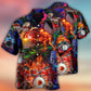 Drum Fire Hawaiian Shirt Button Front Artwork For Vacation Style