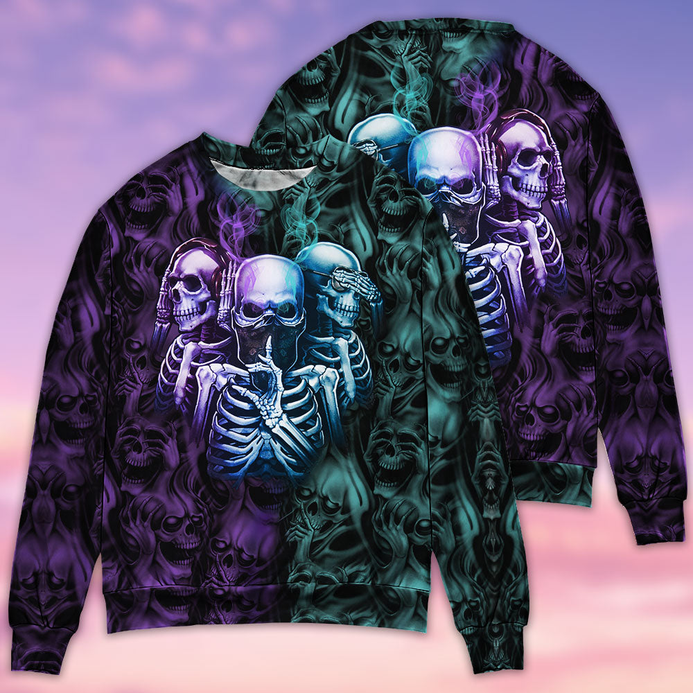 Skull See No Evil Sweater For Fantasy Fans Casual Outings And Weekend Adventures
