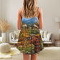 Hunting Deer Cool Art V-Neck Sleeveless Cami Dress For Summer Events And Comfortable Everyday Style