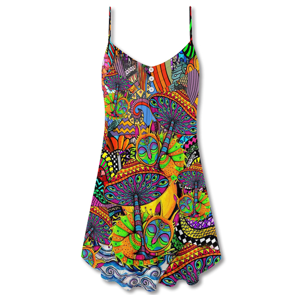Hippie Peace Life Floral V-Neck Sleeveless Cami Dress For Beach Days Festivals And Comfortable Bohemian Outfits