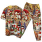 Snowman Couple Christmas Short Sleeve Pajamas Set For Holiday Bedtime And Cozy Home Wear