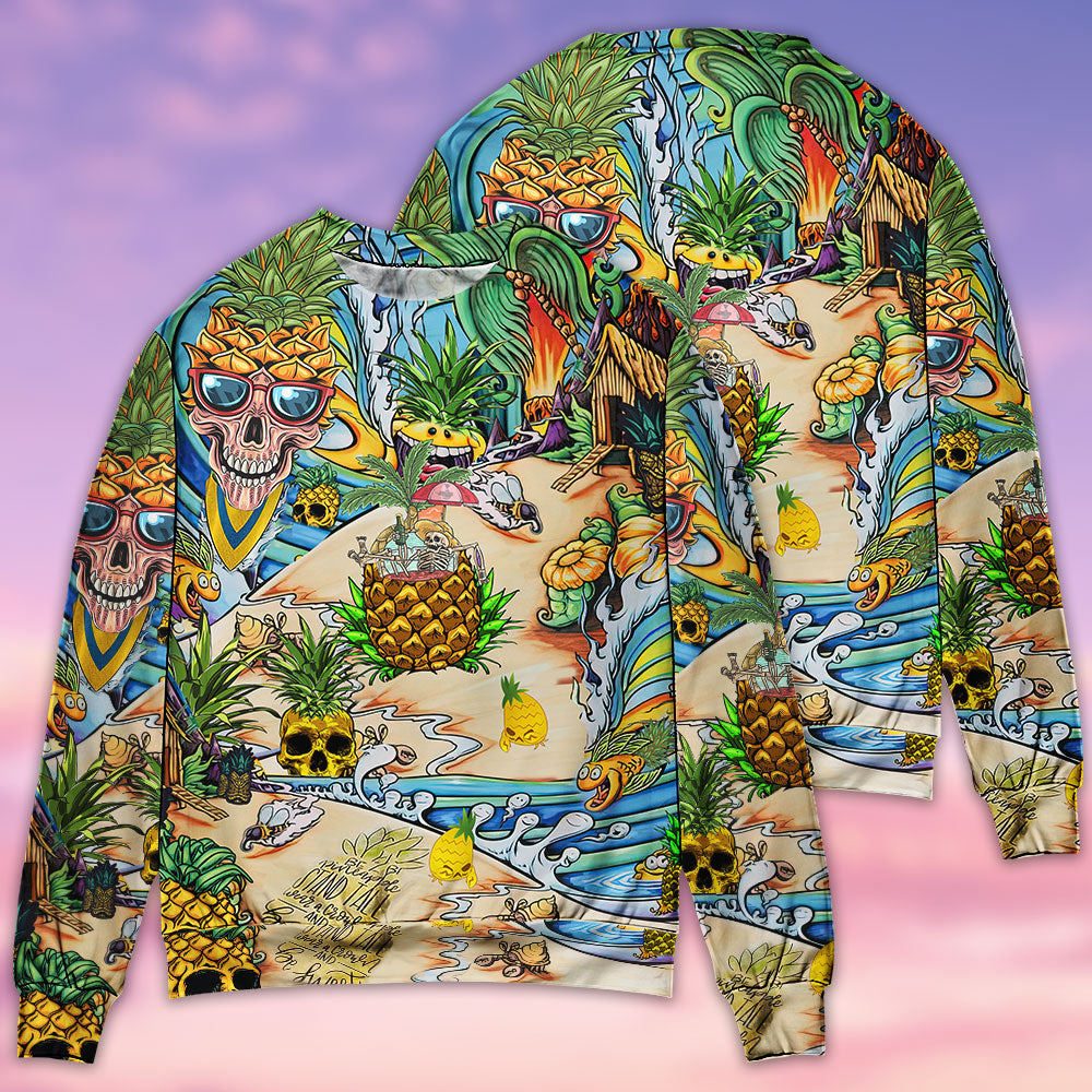 Pineapple Skull Tropical Sweater For Halloween Events Weekend Outings And Creative Gift Giving