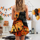 Halloween Owl Pumpkin Night V-Neck Sleeveless Cami Dress For Festivals Travel And Relaxed Casual Summer Wear