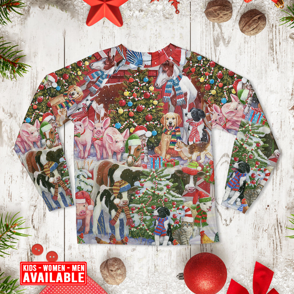 Merry Farmhouse Christmas Long Sleeve Pajamas Set For Holiday Bedtime And Cozy Home Wear